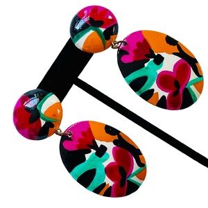 Vintage 80s Colorful Resin Post Earrings